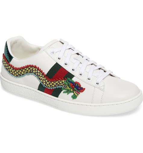 gucci ace dragon silver|gucci embroidered sneakers.